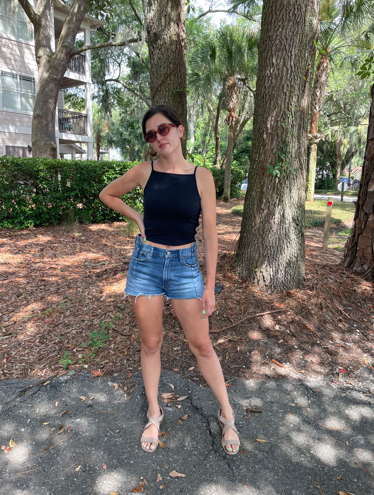 Simple summer uniform ☀️
A fitted black tank, vintage-style cut-off denim shorts, and neutral sandals — easy, classic, and always flattering. I love how timeless this combo feels whether I’m running errands or out for coffee.

Linked my exact pieces and affordable look-alikes on my LTK — all under $50!

#LTKfashion #LTKsummer #LTKstyle #SummerOutfitIdeas #CasualOutfit #DenimShortsOutfit #LTKunder50 #CapsuleWardrobe #EverydayStyle #LTKfinds #ClassicStyle 

 #LTKFindsUnder50 #LTKStyleTip #LTKTravel