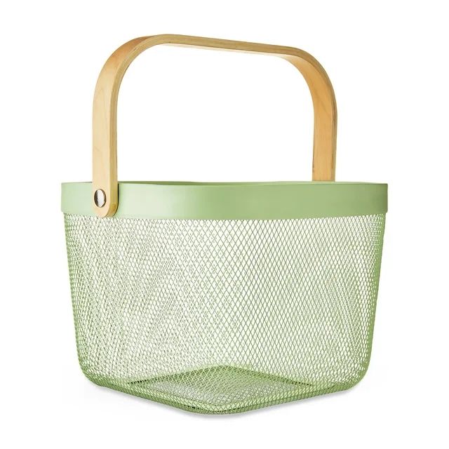 Mesh Easter Basket with Folding Handle Green 9.4" x 9.8" x 7", Way to Celebrate | Walmart (US)