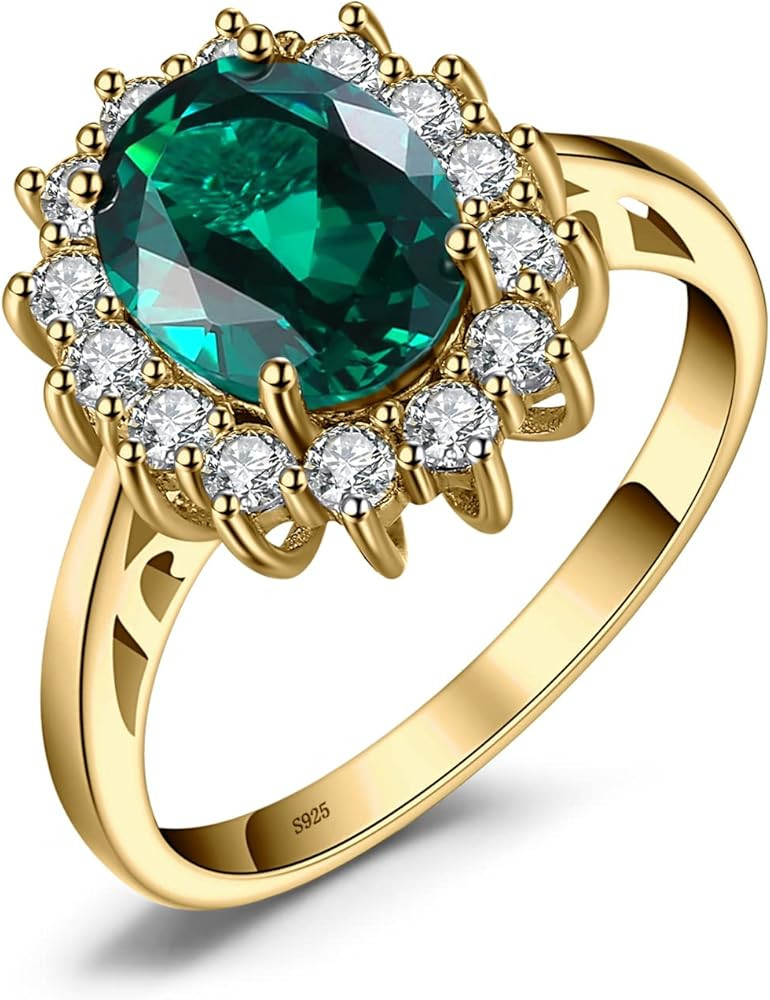 JewelryPalace Princess Diana Kate Middleton Class Gemstone Birthstone Sapphire Halo Engagement Ri... | Amazon (US)