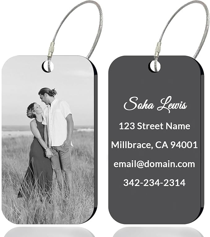 Personalized Luggage Tags for Suitcases - Customized Laser Engraved Metal Backpack Bag Tags with ... | Amazon (US)