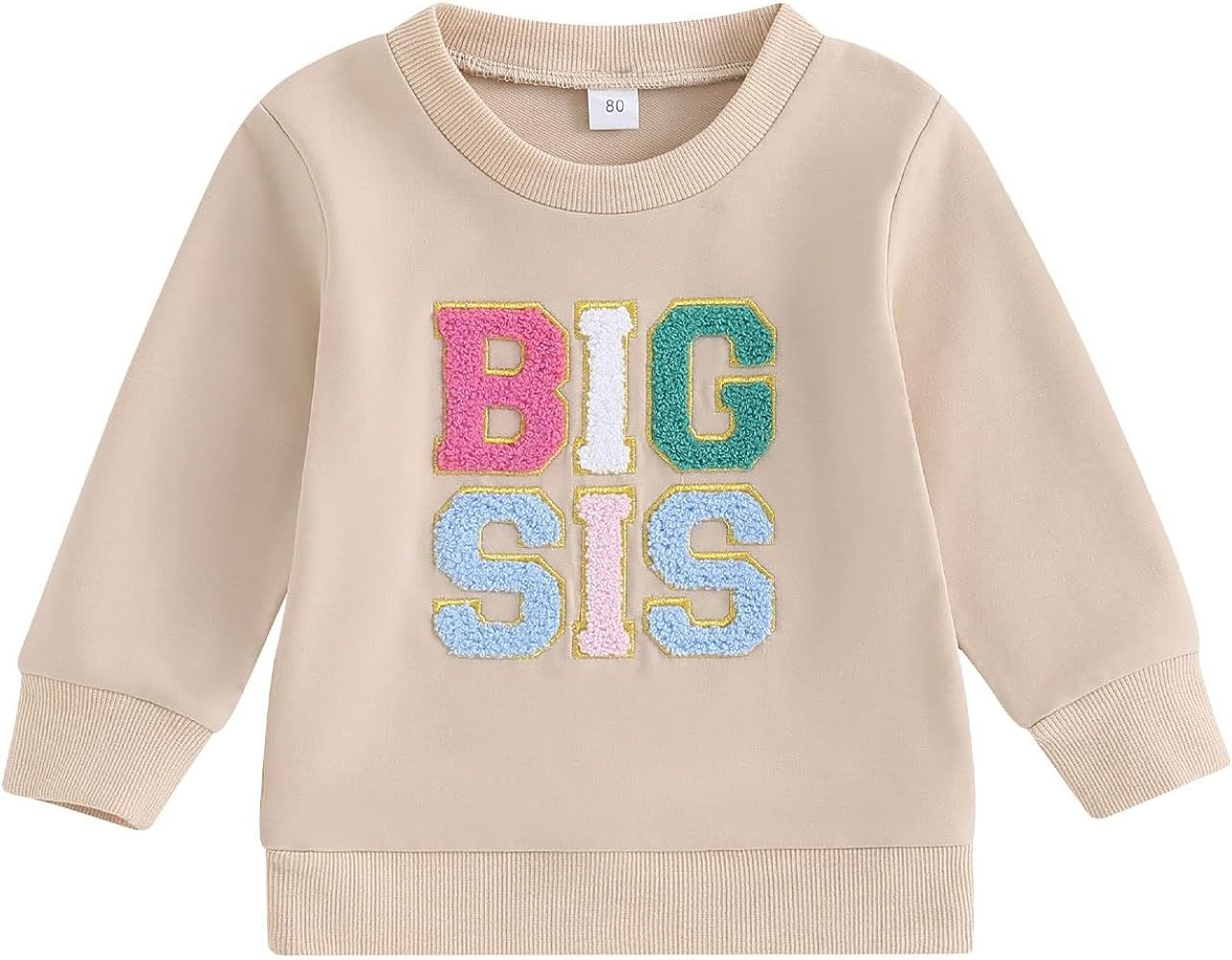 VISGOGO Infant Baby Boy Girls Big Lil Bro Big Lil Sis Matching Set Sweatshirt Romper Embroidery S... | Amazon (US)