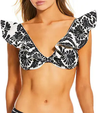 Antonio Melani Talavera Bonded Ruffle V-Neck Bralette Swim Top & Classic Hipster Swim Bottom | Di... | Dillard's