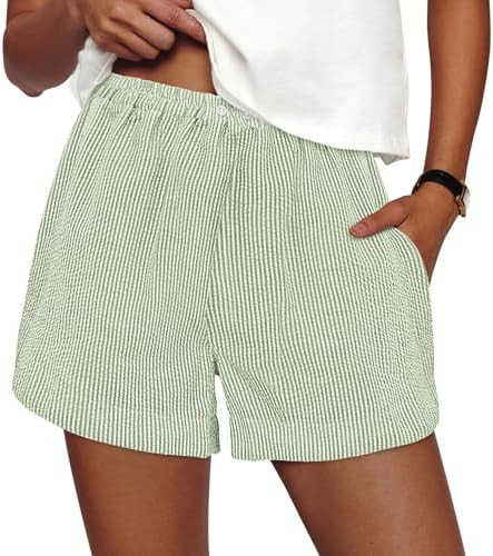 PRETTYGARDEN Women's Striped Boxer Shorts Summer 2026 Trendy Casual Elastic Waist Lounge Sleep Pa... | Amazon (US)