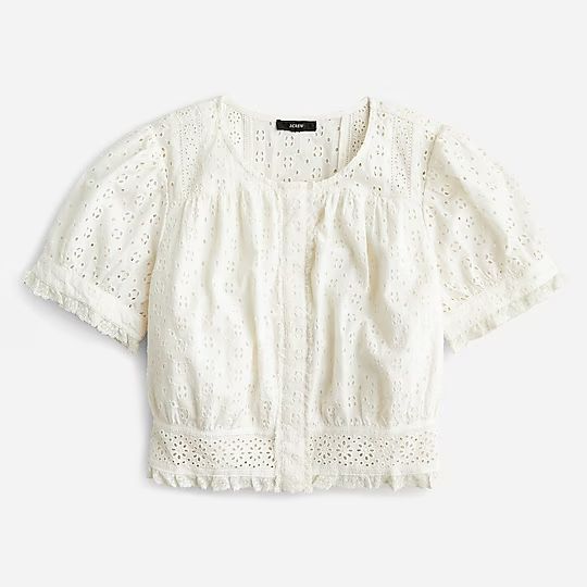 Button-front eyelet crop top | J.Crew US