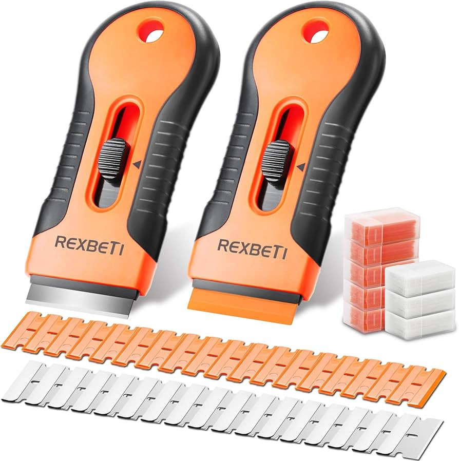 REXBETI Razor Blade Scraper Tool, 2 Pack Razor Scraper Set with Extra 30Pcs Metal and 50Pcs Plast... | Amazon (US)