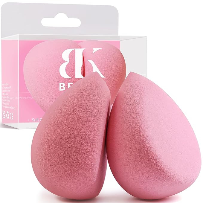 BEAKEY Flat Duo Patented Makeup Sponge Set of 2, Latex Free Pink Beauty Sponge for Foundation and... | Amazon (US)