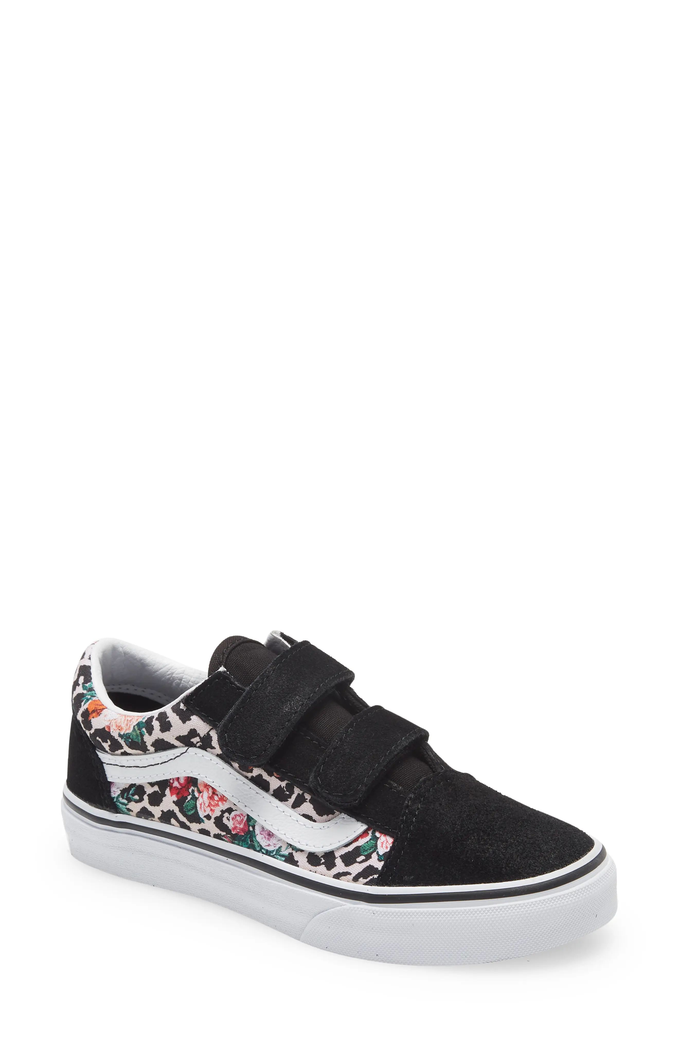 Vans Old Skool Floral Animal Print Sneaker, Size 6 M in Leopard Floral Black/White at Nordstrom | Nordstrom