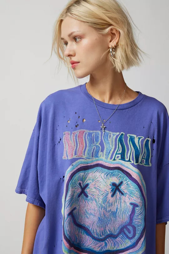 Nirvana Distressed T-Shirt Dress | Urban Outfitters (US and RoW)