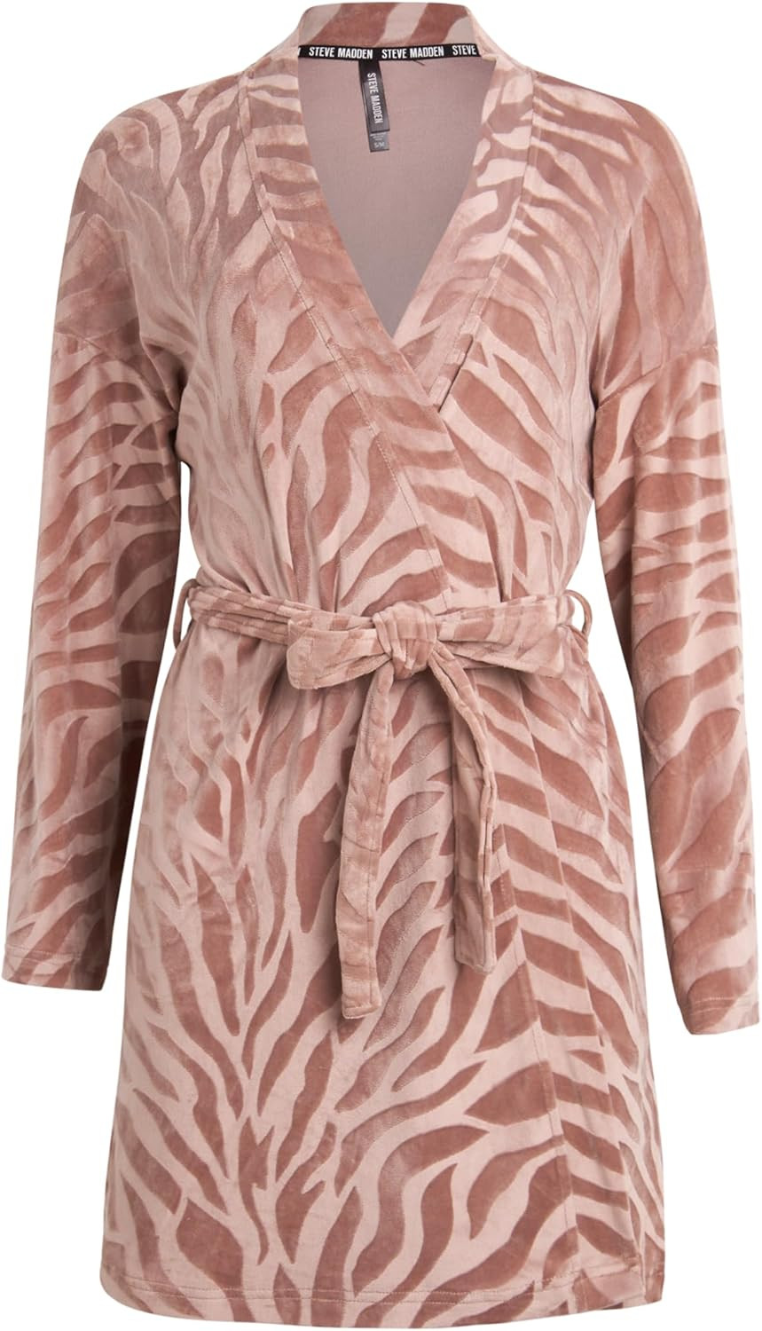 Steve Madden Women's Bathrobe - Luxury Soft Velour Long Sleeve Robe with Pockets - Loungewear for... | Amazon (US)