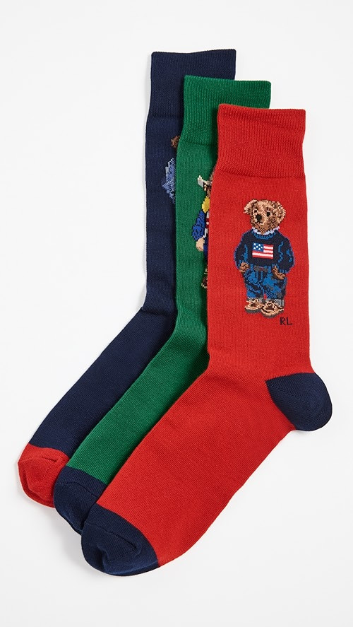 Polo Ralph Lauren 3 Pack Assorted Bear Socks | SHOPBOP | Shopbop