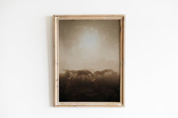 Horse Painting Vintage Horse Decor Landscape Art Antique - Etsy | Etsy (US)