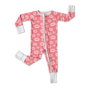 Pink Kisses Baby & Toddler Bamboo Viscose Zippy | Little Sleepies