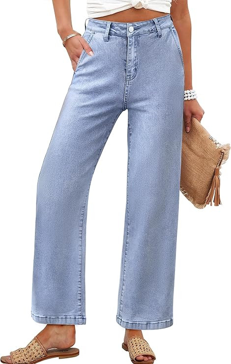 ANRABESS Womens Jeans High Waist Straight Leg Stretchy Ankle Length Denim Pants with Pockets | Amazon (US)