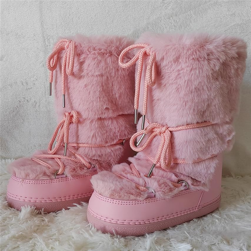 Faux Fur Boots for Women - Fuzzy Fluffy Furry Water Resistant Snow Boots for Women - Anti-Slip wi... | Amazon (US)