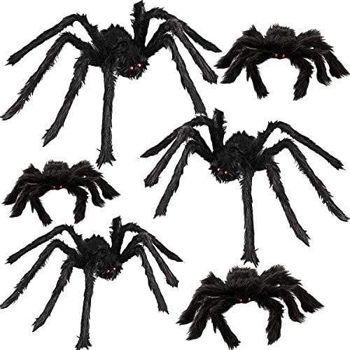 6 Halloween Realistic Hairy Spiders Props for Indoor and Outside Decoration 36” 30” 24” 18... | Amazon (US)