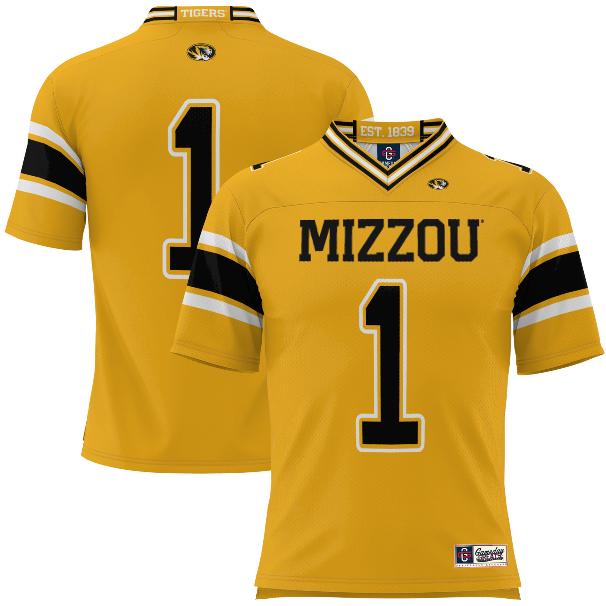 Men's GameDay Greats #1 Gold Missouri Tigers Football Jersey | Fanatics