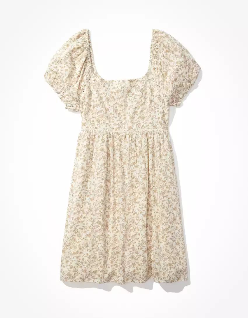 AE Puff-Sleeve Babydoll Mini Dress | American Eagle Outfitters (US & CA)