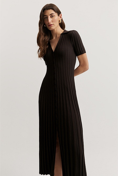 Pleat Knit Midi Dress | Country Road