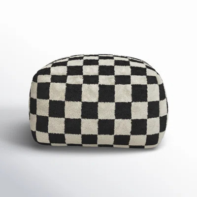 Birdie 24" Wide Square Checkered Pouf Ottoman | Wayfair North America