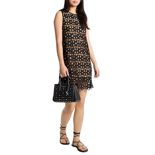 Michael Kors Women's Crochet Mini Dress, Black, Large | Amazon (US)