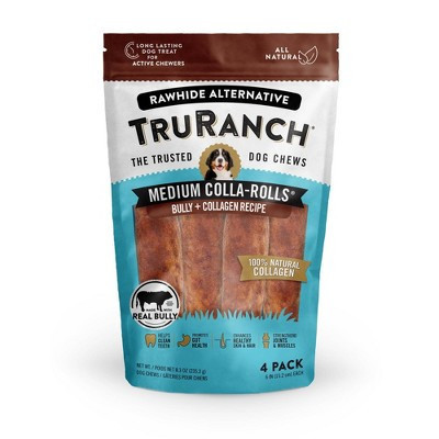 TruRanch 6" Collagen Rolls Bully Sticks Beef Flavor Dog Treats - 8.3oz/4ct | Target