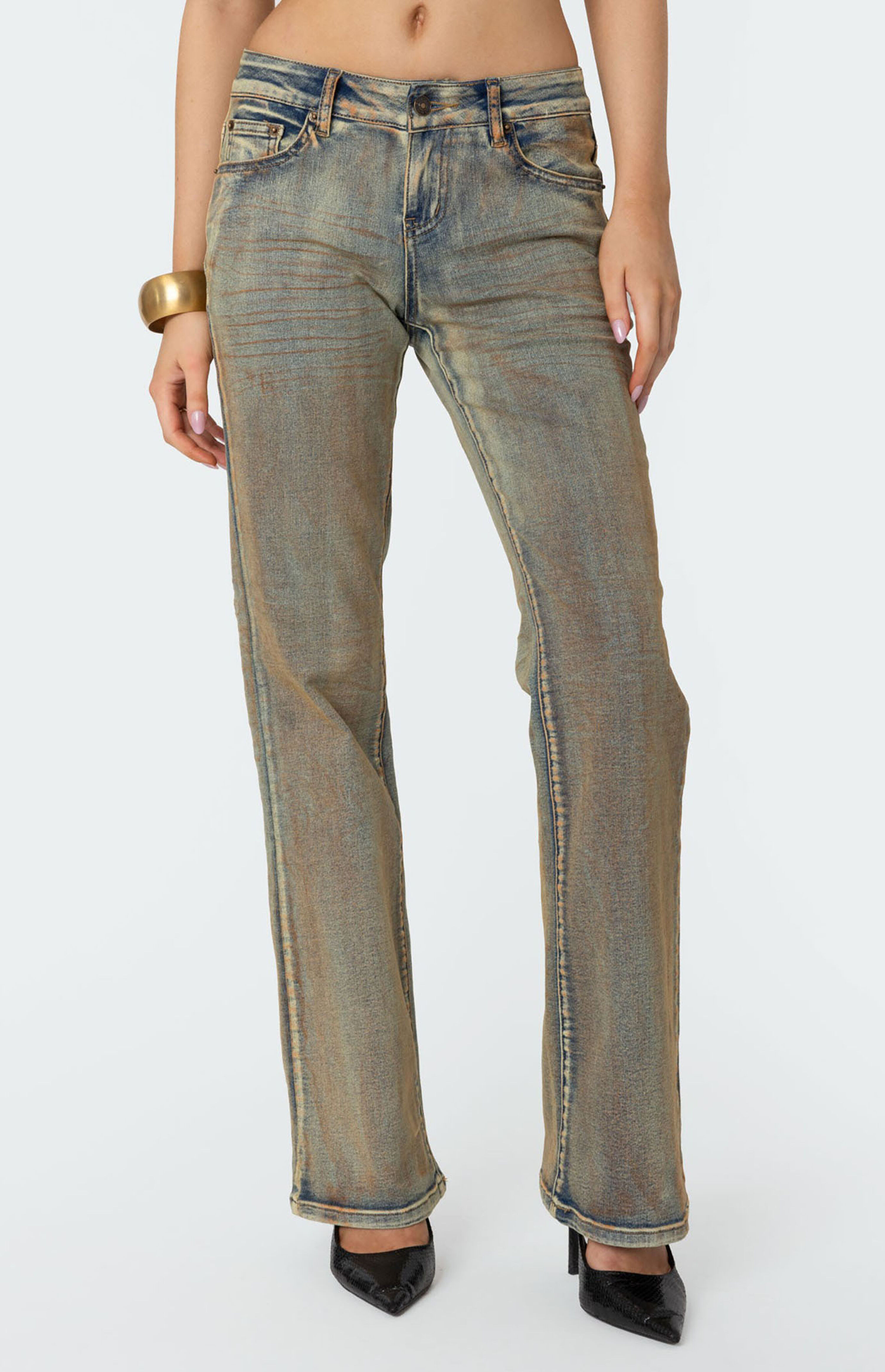 Edikted Boot Cut Low Rise Mud Washed Jeans | PacSun