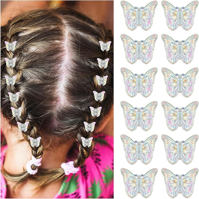 Ouligay 12pcs Sparkly Colorful Hair Accessories - Mini Butterfly Hair Clips and Tiny Claw Clips f... | Amazon (US)