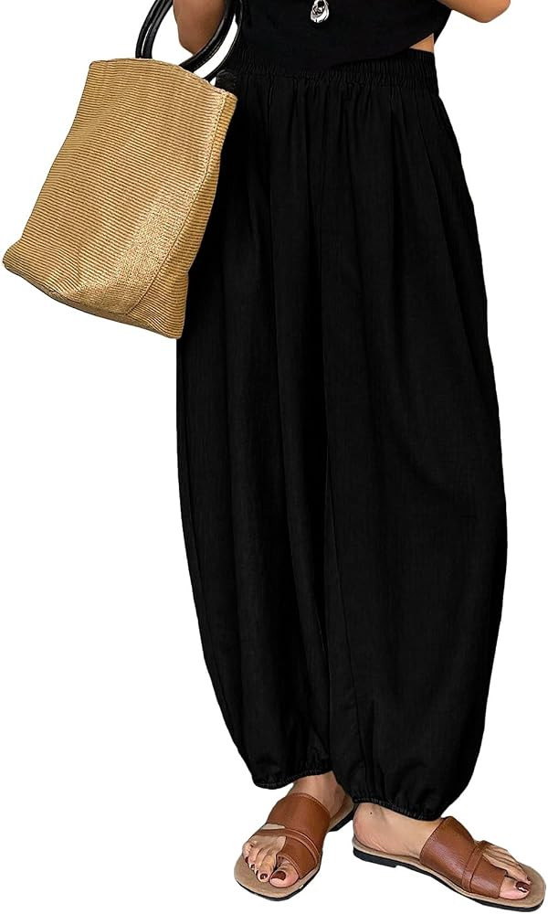 Astylish Women's Casual Elastic High Waisted Boho Harem Pants | Amazon (US)