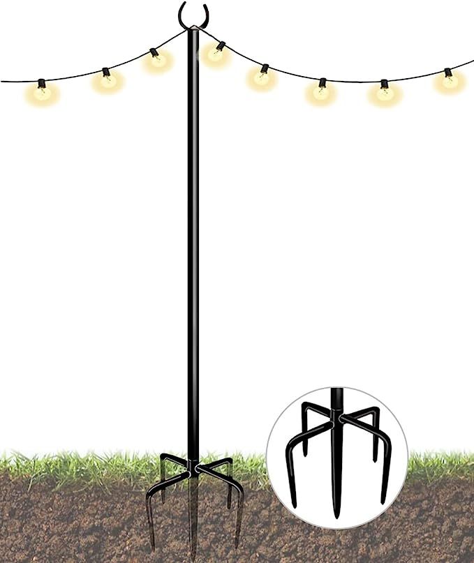 Sprimden Outdoor String Light Pole, 10 FT Heavy Duty Hanging Light Stand Pole for Outside Garden ... | Amazon (US)