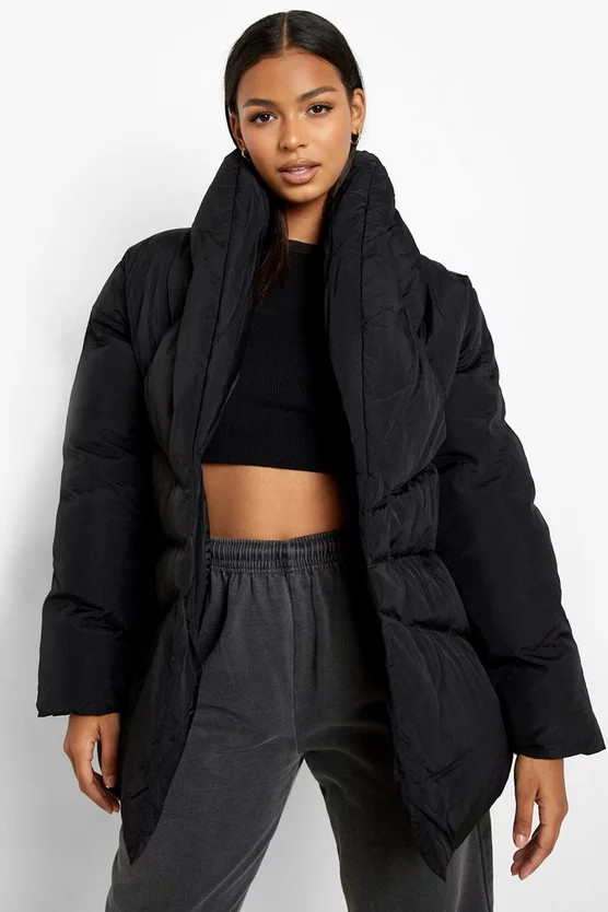 Wrap Belted Duvet Puffer Jacket | Boohoo.com (US & CA)