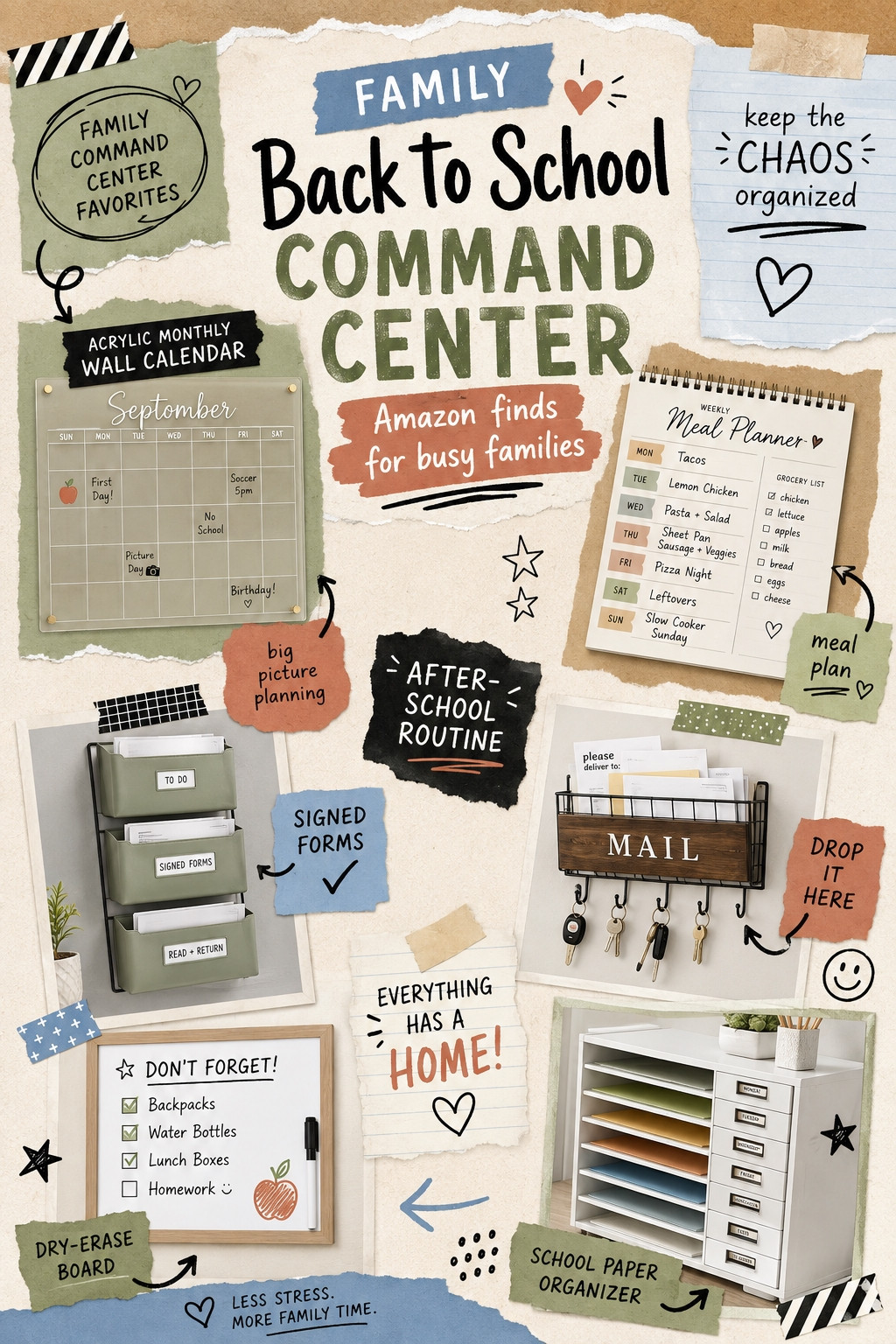 Keep appointments, activities, grocery lists and dinner plans together with a family schedule and meal planning command center. Dry-erase calendars and magnetic meal planners make weekly planning more visible and easier for everyone to follow. Save this setup for organizing school nights, family activities and busy weekday meals. 

 #LTKmomlife #LTKHome #LTKKids