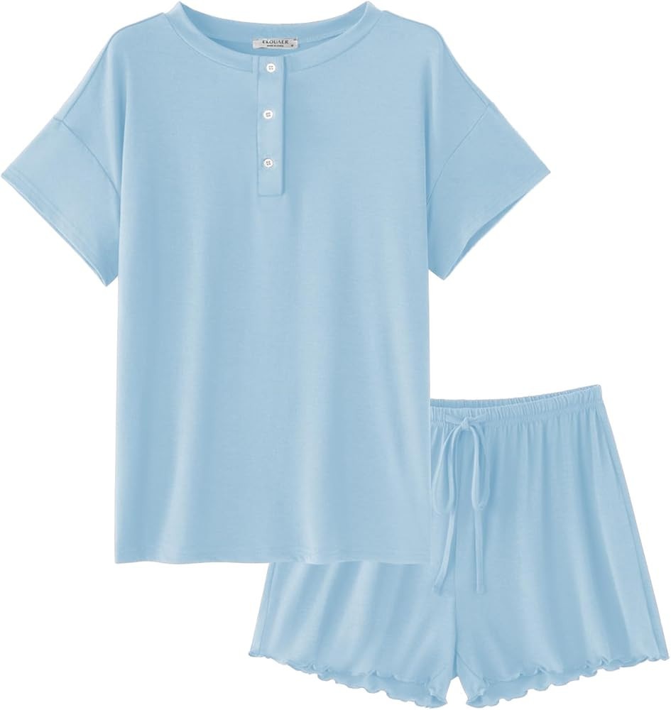 Ekouaer Womens Pajama Sets 2 Piece Pjs Short Sleeve Lounge Set Soft Comfy Sleepwear Loungewear S-... | Amazon (US)
