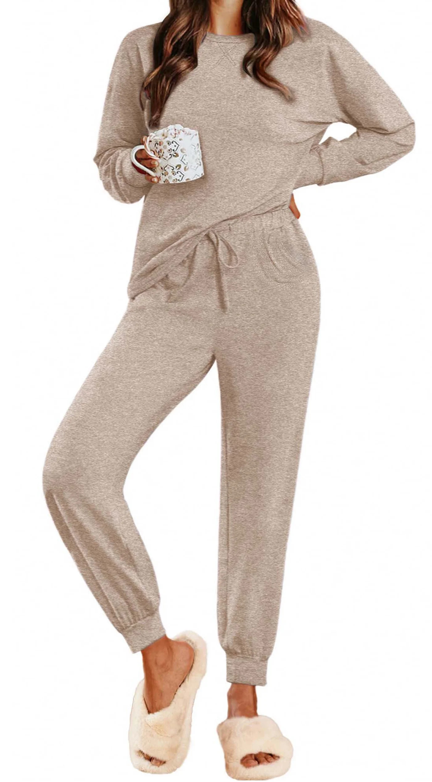 Fantaslook Womens Pajamas Sets Long Sleeve Top and Pant with Pockets Lounge Wear Set Oufits | Walmart (US)