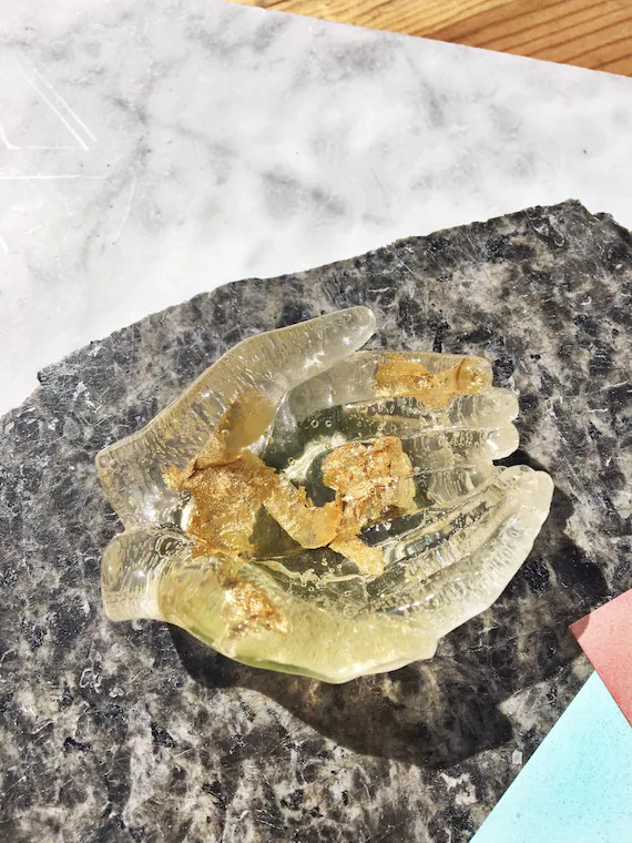 Resin Gold Leaf Filled Hands Catchall Card Holder Jewelry Ring Holder Tealight Holder | Etsy (US)