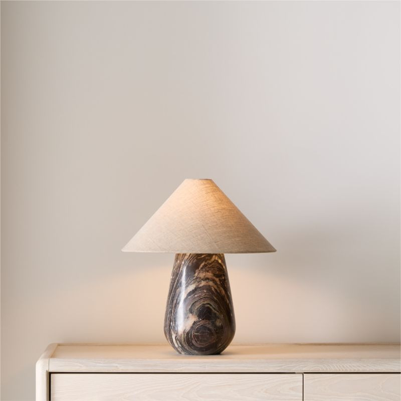 Millstone Breccia Marble Table Lamp with Fabric Shade 16.5 | Crate & Barrel