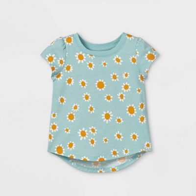 Toddler Girls' Floral Short Sleeve T-Shirt - Cat & Jack™ Soft Mint | Target