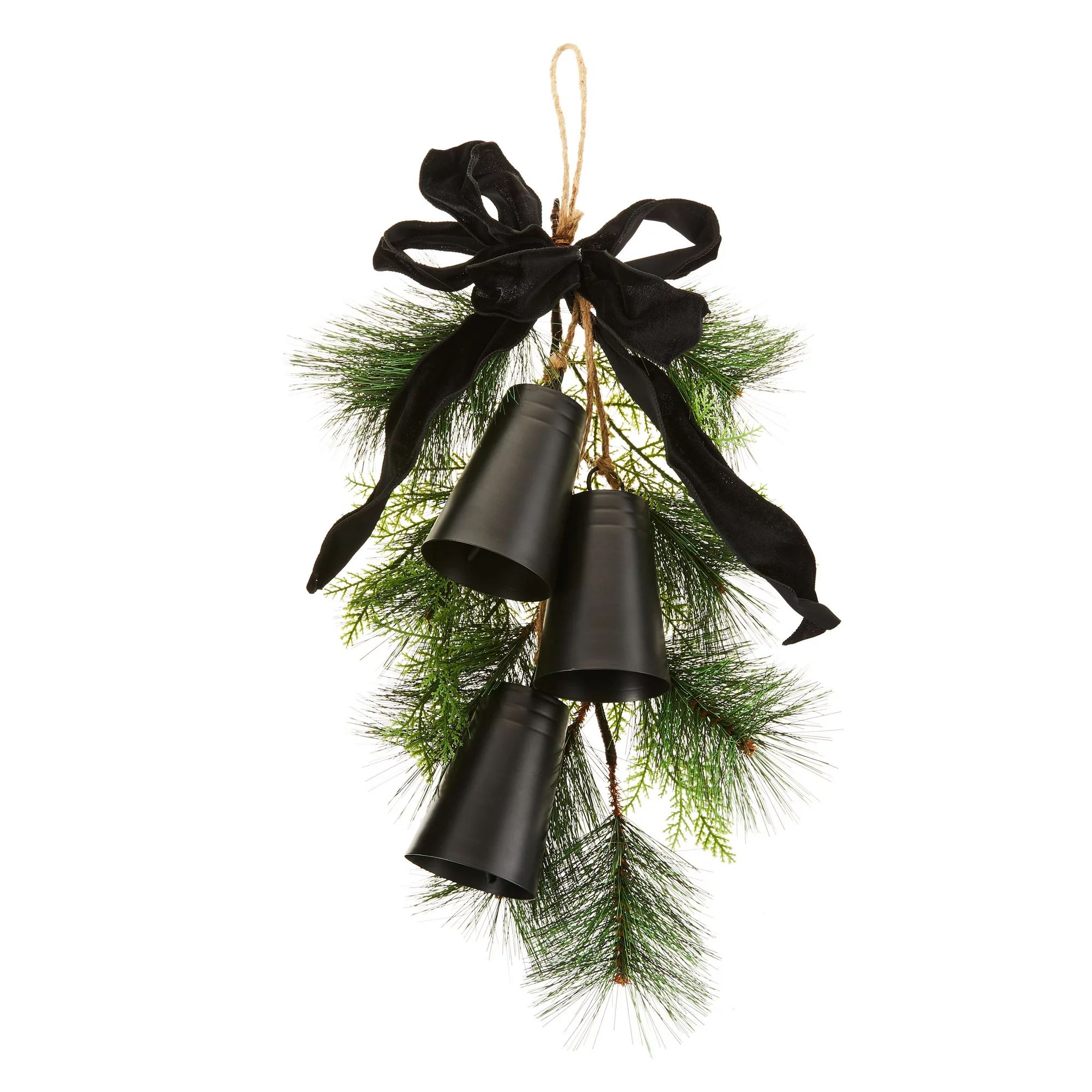 Iron Black Swag with Bells Hanging Decor, 18.5 in, by Holiday Time - Walmart.com | Walmart (US)