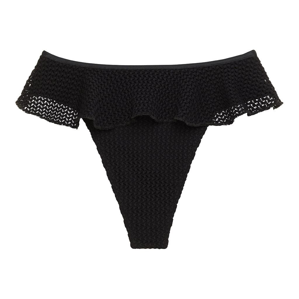 Black Crochet Tamarindo Ruffle Bikini Bottom | Montce