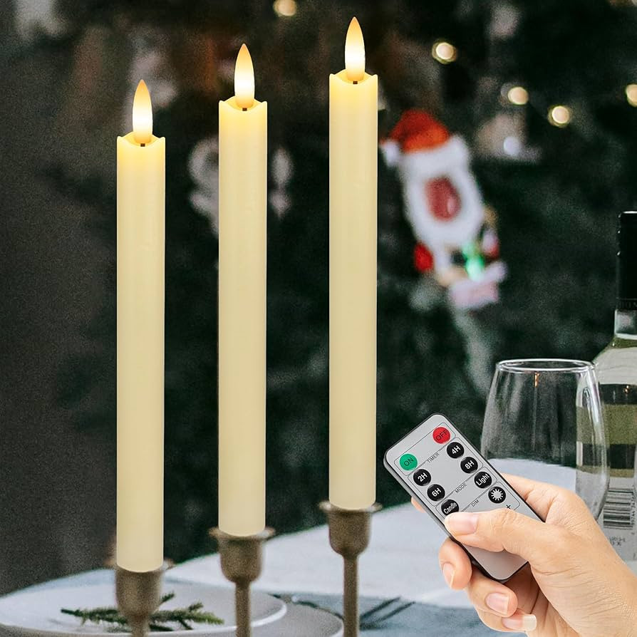 Flameless Taper Candles with Remote, Real Wax Battery Operated LED Candles with 3D Flickering Fla... | Amazon (CA)