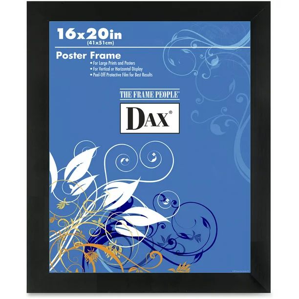 DAX Flat Face Wood Poster Frame, Clear Plastic Window, 16 x 20, Black Border | Walmart (US)