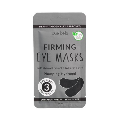 Que Bella Firming Charcoal Eye Masks - 3ct: Contains Vitamin E, Hyaluronic Acid, Vegan, Sensitive Skin | Target