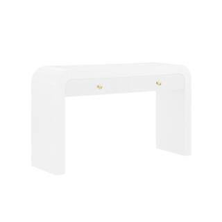 Bellagio 54 in. L White Modern Rectangle Wood Console Table | The Home Depot