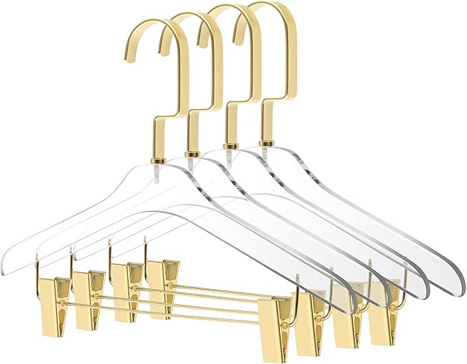 Quality Hangers Kids Size Acrylic Lucite Skirt Pant Hangers – 4-Pack - Stylish Clothes Hanger w... | Amazon (US)