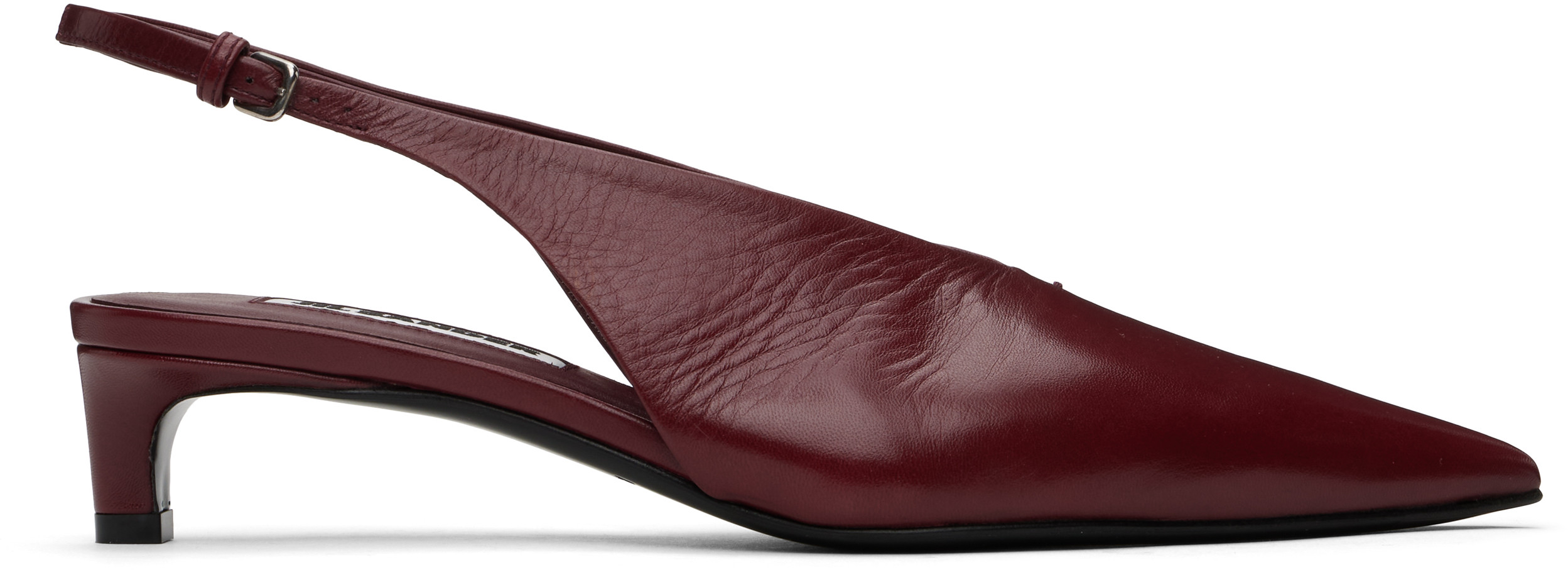 Jil Sander Burgundy Slingback Heels | SSENSE