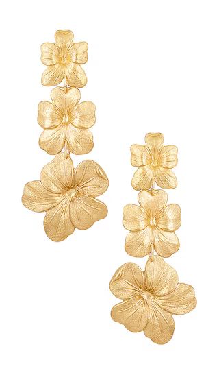 SHASHI Tropic Floral Earrings in Metallic Gold. | Revolve Clothing (Global)