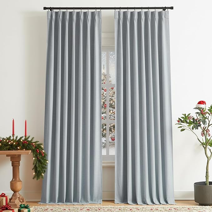 Vision Home Pinch Pleated Full Blackout Curtains Linen Blended Room Darkening Window Curtains 84 ... | Amazon (US)