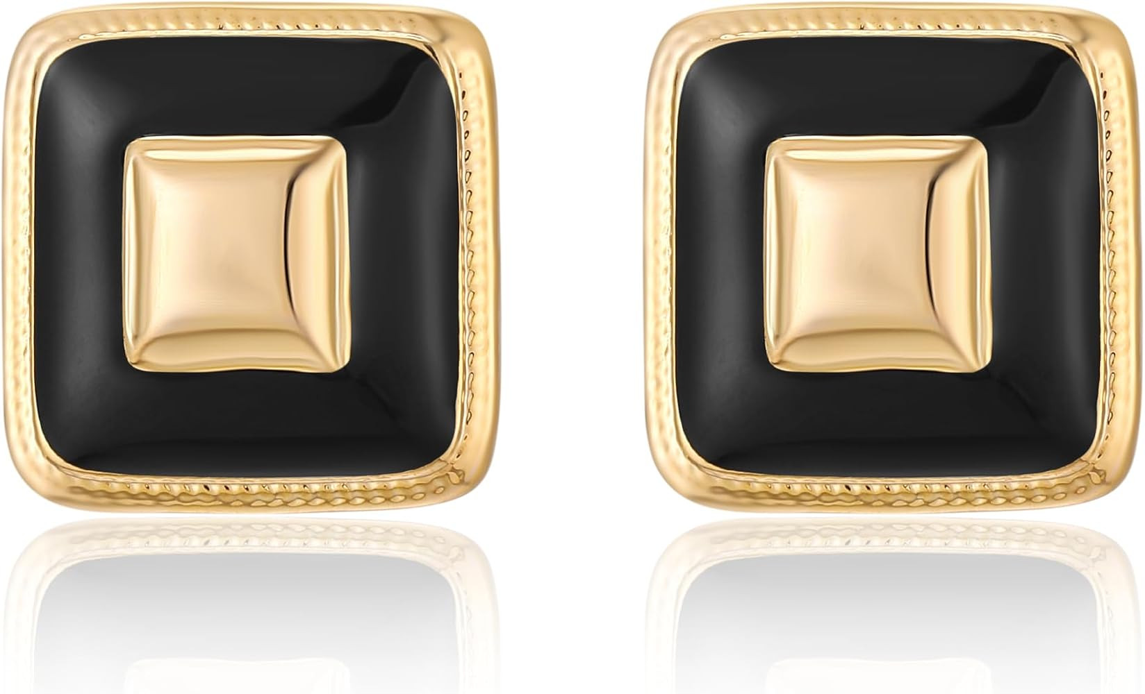 Chunky Gold Earrings Stud for Women Square Black Flower Stud Earrings Red Statement Earrings Dain... | Amazon (US)