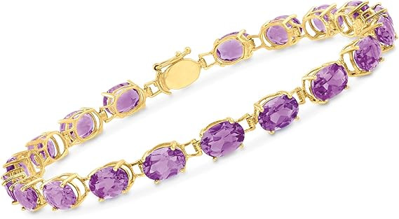 Ross-Simons 11.00 ct. t.w. Oval Amethyst Bracelet in 14kt Yellow Gold | Amazon (US)