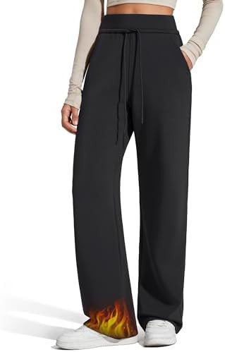 G4Free Smoofit Fleece Lined Wide Leg Sweatpants for Women Drawstring Thermal Casual Pants with Po... | Amazon (US)