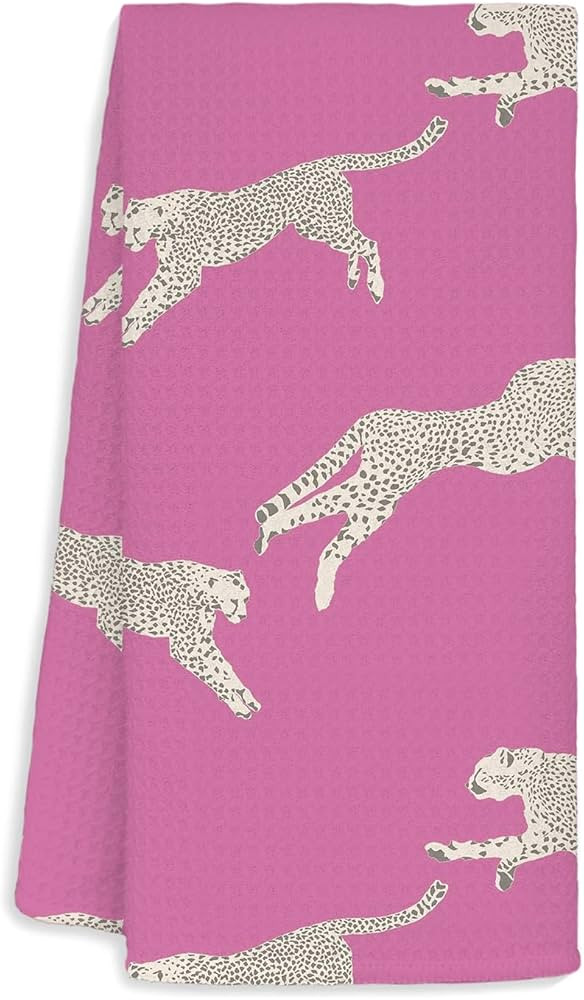 Pink Leopard Kitchen Towels - Cheetah Decor,Retro Cheetah Leopard Bathroom Pink Kitchen Decor,Pre... | Amazon (US)